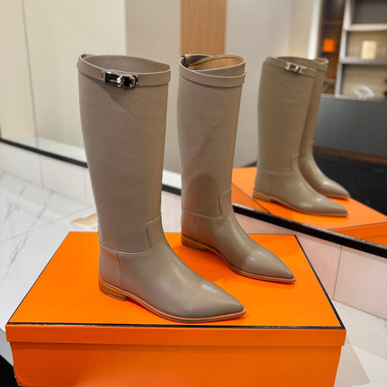 HM 26S JUMPING BOOTS IN GREYISH BEIGE CALFSKIN
