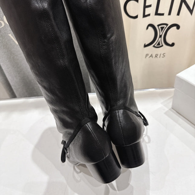 ALO 25S PALOMA WOOL TALL BOOTS 45 MM IN BLACK LAMBSKIN