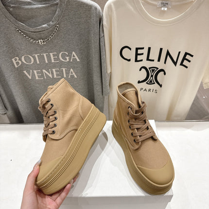 CELINE 26S BOOTS IN LIGHT CAMEL BEIGE CANVAS