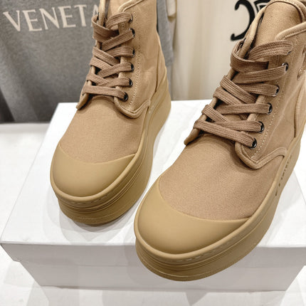 CELINE 26S BOOTS IN LIGHT CAMEL BEIGE CANVAS