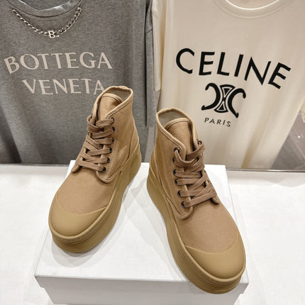 CELINE 26S BOOTS IN LIGHT CAMEL BEIGE CANVAS