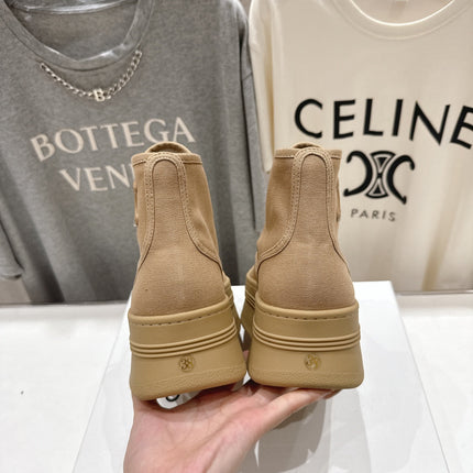 CELINE 26S BOOTS IN LIGHT CAMEL BEIGE CANVAS