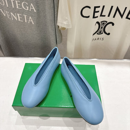 BOTTEGA VENETA 26S BALLET FLATS IN PASTEL BLUE LAMBSKIN