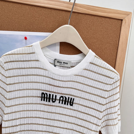 MIUMIU 26S SHORT-SLEEVE KNIT TOP 1453