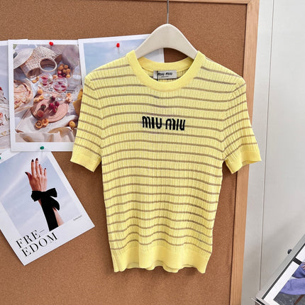 MIUMIU 26S SHORT-SLEEVE KNIT TOP 1451