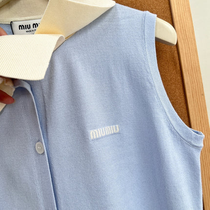 MIUMIU 26S SLEEVELESS KNIT POLO TOP 1375