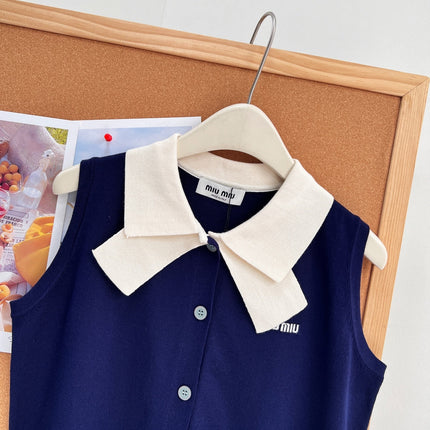 MIUMIU 26S SLEEVELESS KNIT POLO TOP 1374