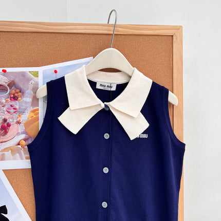 MIUMIU 26S SLEEVELESS KNIT POLO TOP 1374