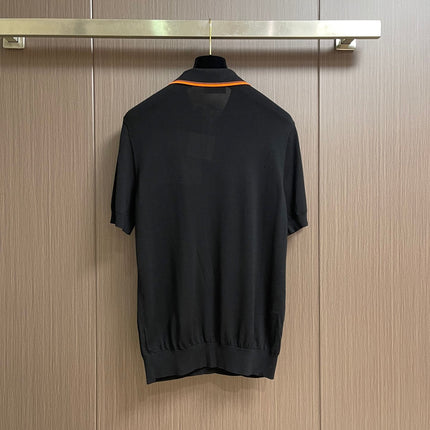HERMES 26S SHORT-SLEEVE KNIT POLO TOP 670