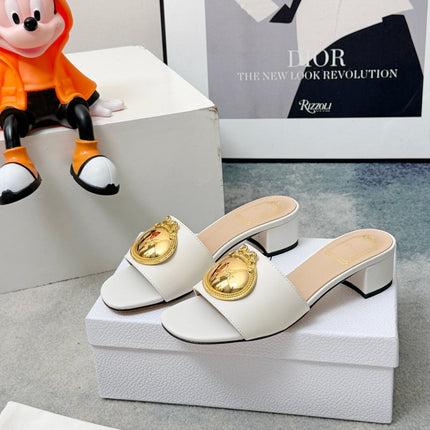 DIOR 26S HIGH-HEEL SANDALS IN WHITE CALFSKIN WITH GOLD HARDWARE