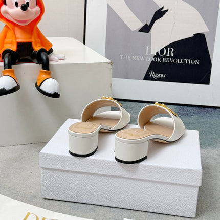 DIOR 26S HIGH-HEEL SANDALS IN WHITE CALFSKIN WITH GOLD HARDWARE