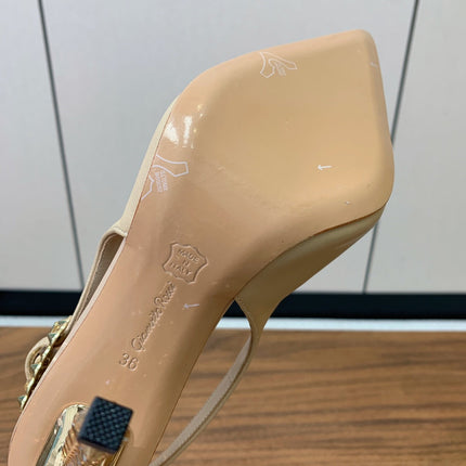 GIANVITO ROSSI 26S SLINGBACK HEELS 105 MM IN BEIGE LAMBSKIN