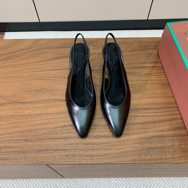 LP 26S HIGH-HEEL SLINGBACKS 50 MM IN BLACK CALFSKIN