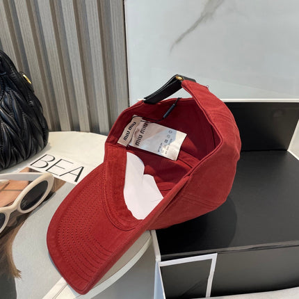MIUMIU BASEBALL CAP IN RED FABRIC BRAND EMBROIDERY