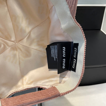 MIUMIU BASEBALL CAP IN PEACHY PINK VELVET
