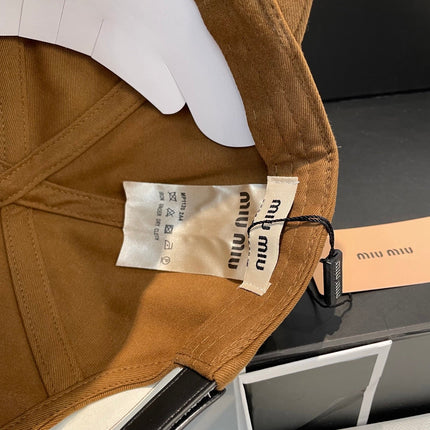 MIUMIU BASEBALL CAP IN BURNT ORANGE FABRIC BRAND EMBROIDERY