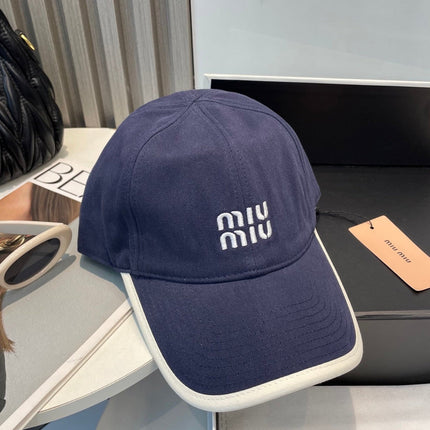 MIUMIU BASEBALL CAP IN NAVY BLUE FABRIC STYLE 7