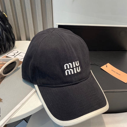 MIUMIU BASEBALL CAP IN BLACK AND WHITE FABRIC STYLE 2
