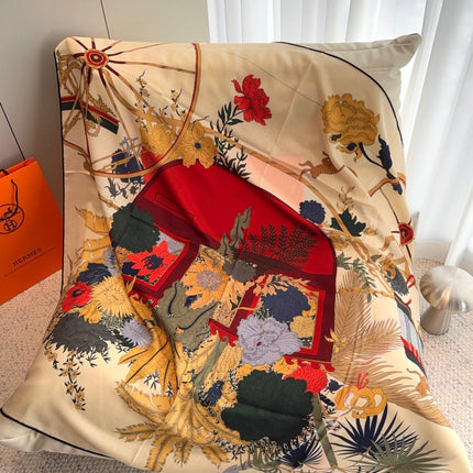 HERMES 26S SCARF 140 IN SILK AND CASHMERE 498306