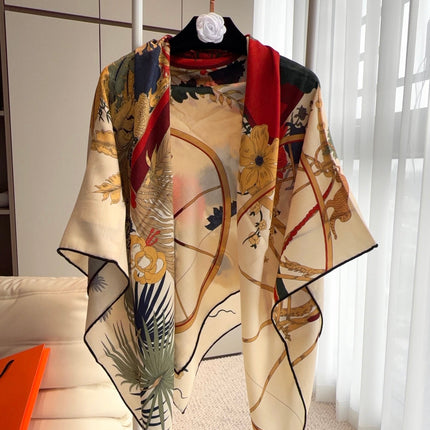 HERMES 26S SCARF 140 IN SILK AND CASHMERE 498306