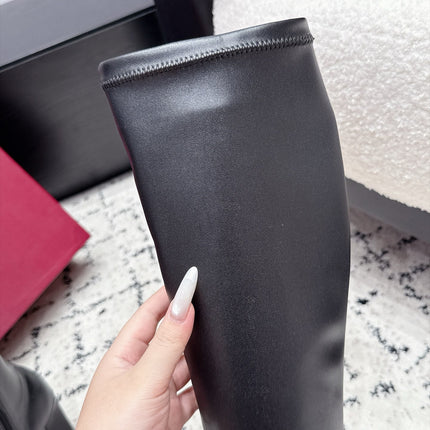 GUCCI 26S HORSEBIT KNEE-HIGH BOOTS 75 MM IN BLACK CALFSKIN