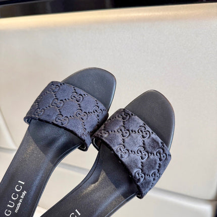 GUCCI 26S SLIDE SANDALS 55 MM IN BLACK VELVET