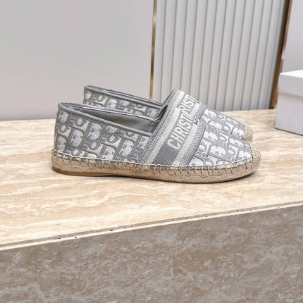 DIOR 26S GRANVILLE ESPADRILLE IN LIGHT GREY DIOR OBLIQUE EMBROIDERED COTTON