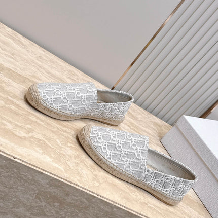 DIOR 26S SIROCO ESPADRILLE IN GREY AND WHITE DIOR OBLIQUE CANVAS