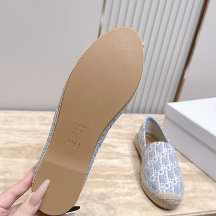 DIOR 26S SIROCO ESPADRILLE IN BLUE AND WHITE DIOR OBLIQUE CANVAS