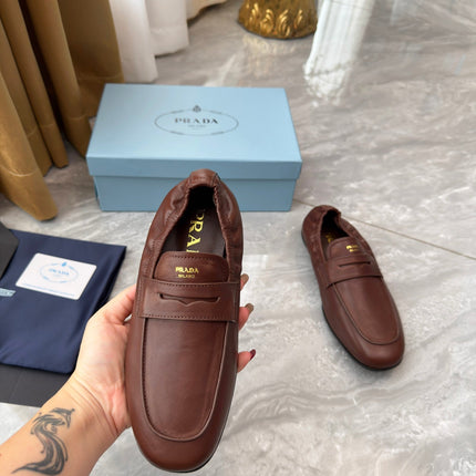 PRADA 25S LOAFERS IN BROWN CALFSKIN