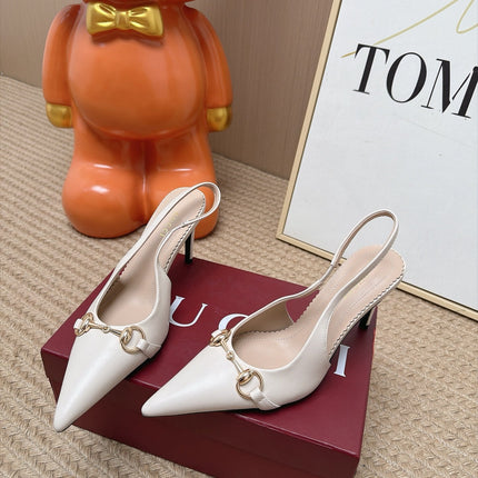 GUCCI 26S SLINGBACK HEELS 105 MM IN CREAM WHITE LAMBSKIN