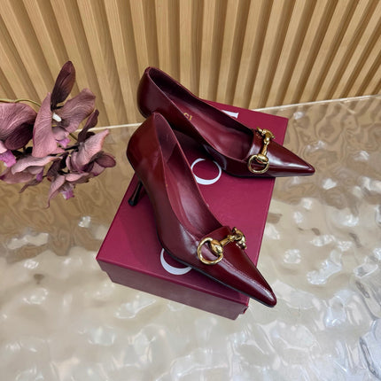 GUCCI 26S HIGH HEELS 65 MM IN DARK RED SMOOTH LEATHER