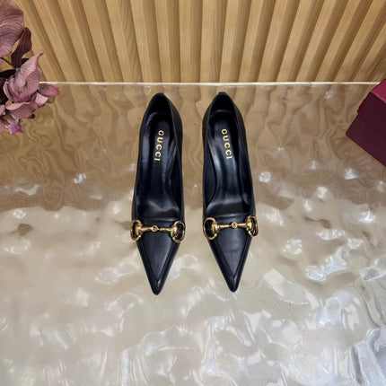 GUCCI 26S HIGH HEELS 65 MM IN BLACK SMOOTH LEATHER