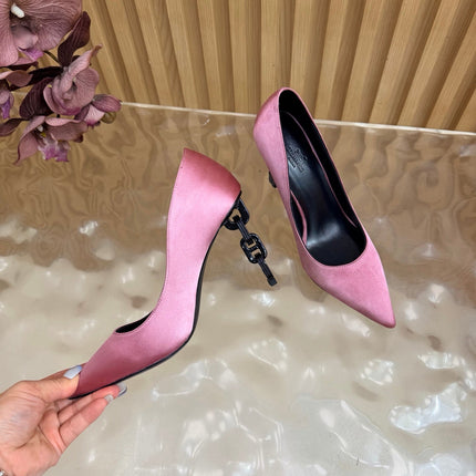 HM 26S HIGH-HEEL 80 MM IN PASTEL PINK SATIN