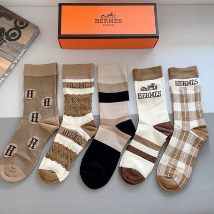 HERMES 26S CREW SOCKS 398701 (1 BOX)