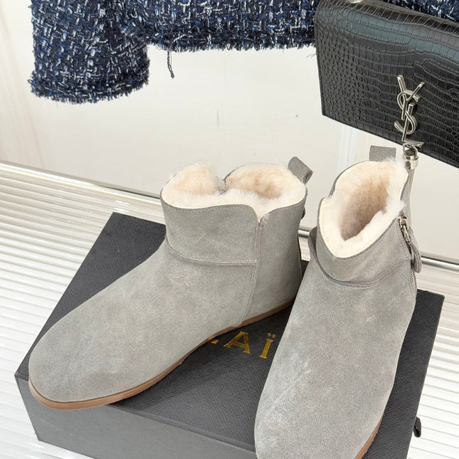 ALAIA 26S SNOW BOOTS IN GREY SUEDE AND WOOL