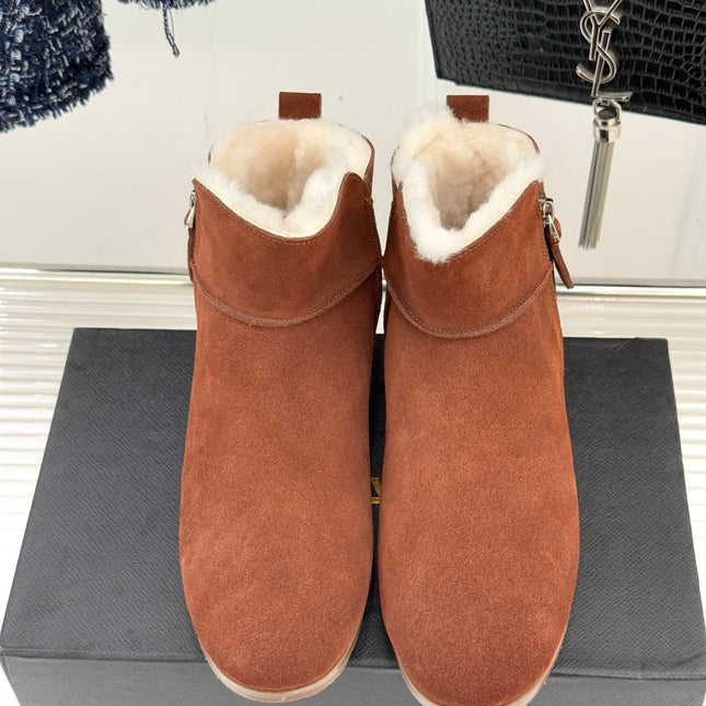 ALAIA 26S SNOW BOOTS IN BURNT BROWN SUEDE AND WOOL