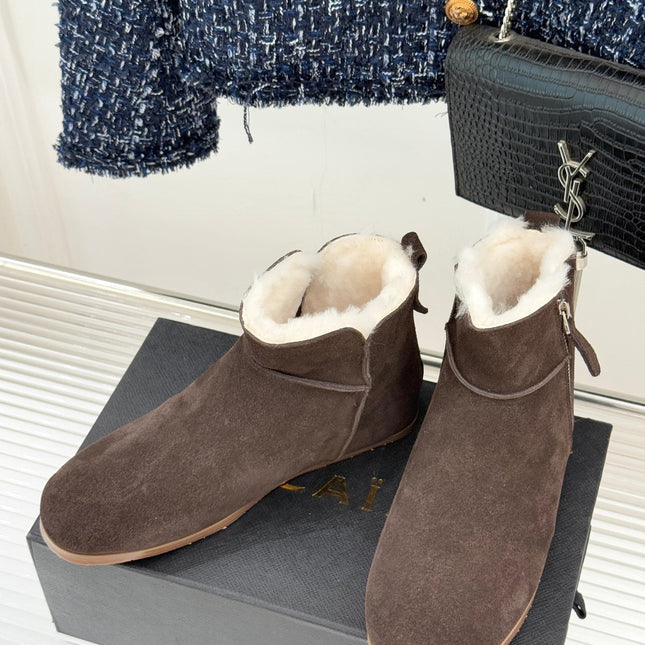 ALAIA 26S SNOW BOOTS IN DARK BROWN SUEDE AND WOOL