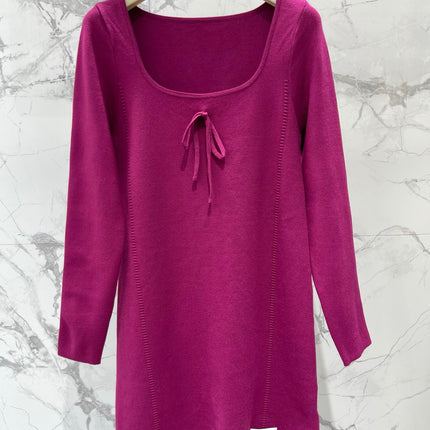 MIUMIU 26S SQUARE-NECK KNIT MINI DRESS 1408