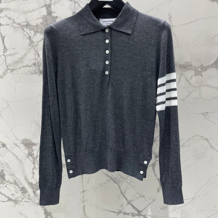 THOM 26S KNIT LONG-SLEEVE POLO 312