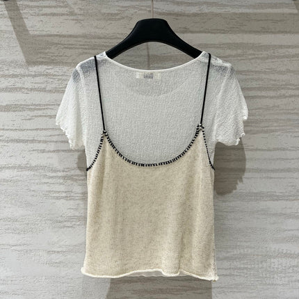 CHLOE 26S SHORT SLEEVE TWO-PIECE KNIT TOP STYLE 10