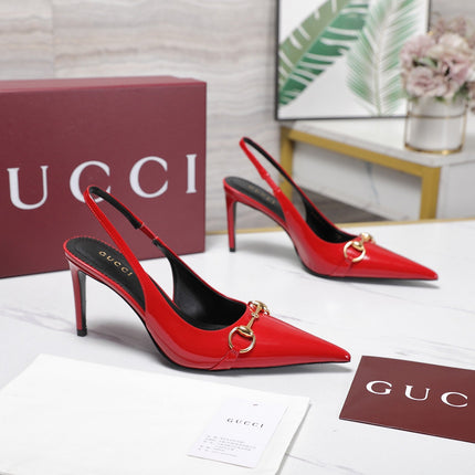 GUCCI 26S SLINGBACK PUMPS 85 MM IN RED GLOSSY CALFSKIN