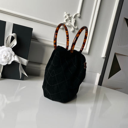 CHANEL 26S HAND BAG 24 IN BLACK SUEDE