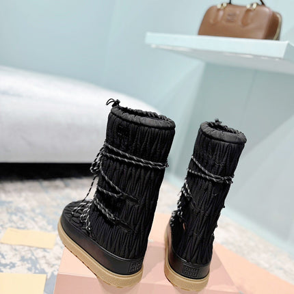 MIUMIU 26S ANKLE SNOW BOOTS IN BLACK FABRIC STYLE 16