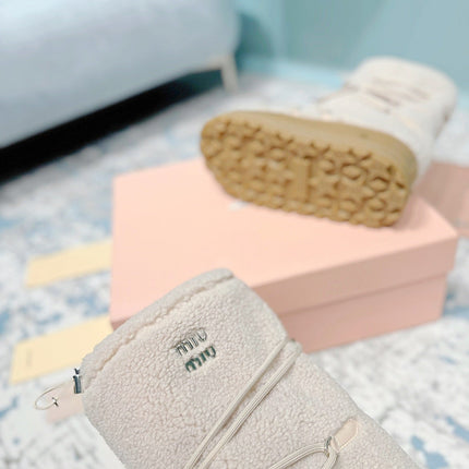 MIUMIU 26S ANKLE SNOW BOOTS IN BEIGE WOOL STYLE 15