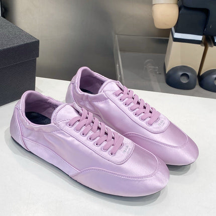 PRADA 26S SNEAKERS IN LIGHT PURPLE SATIN