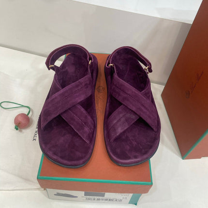 LP 26S CROSS-STRAP SANDALS IN DARK PURPLE SUEDE