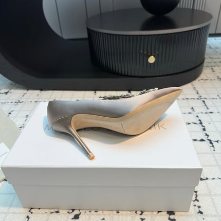 Lurum 90 Taupe Satin Crystal Embellished Pumps 868668