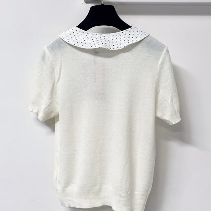 MIUMIU 26S SHORT-SLEEVE KNIT TOP 1454