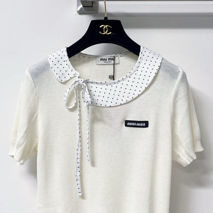 MIUMIU 26S SHORT-SLEEVE KNIT TOP 1454